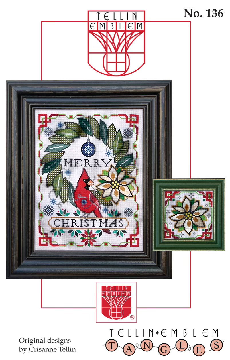Merry Christmas Tangled Tidings Cross Stitch Pattern by Tellin Emblem Physical Copy