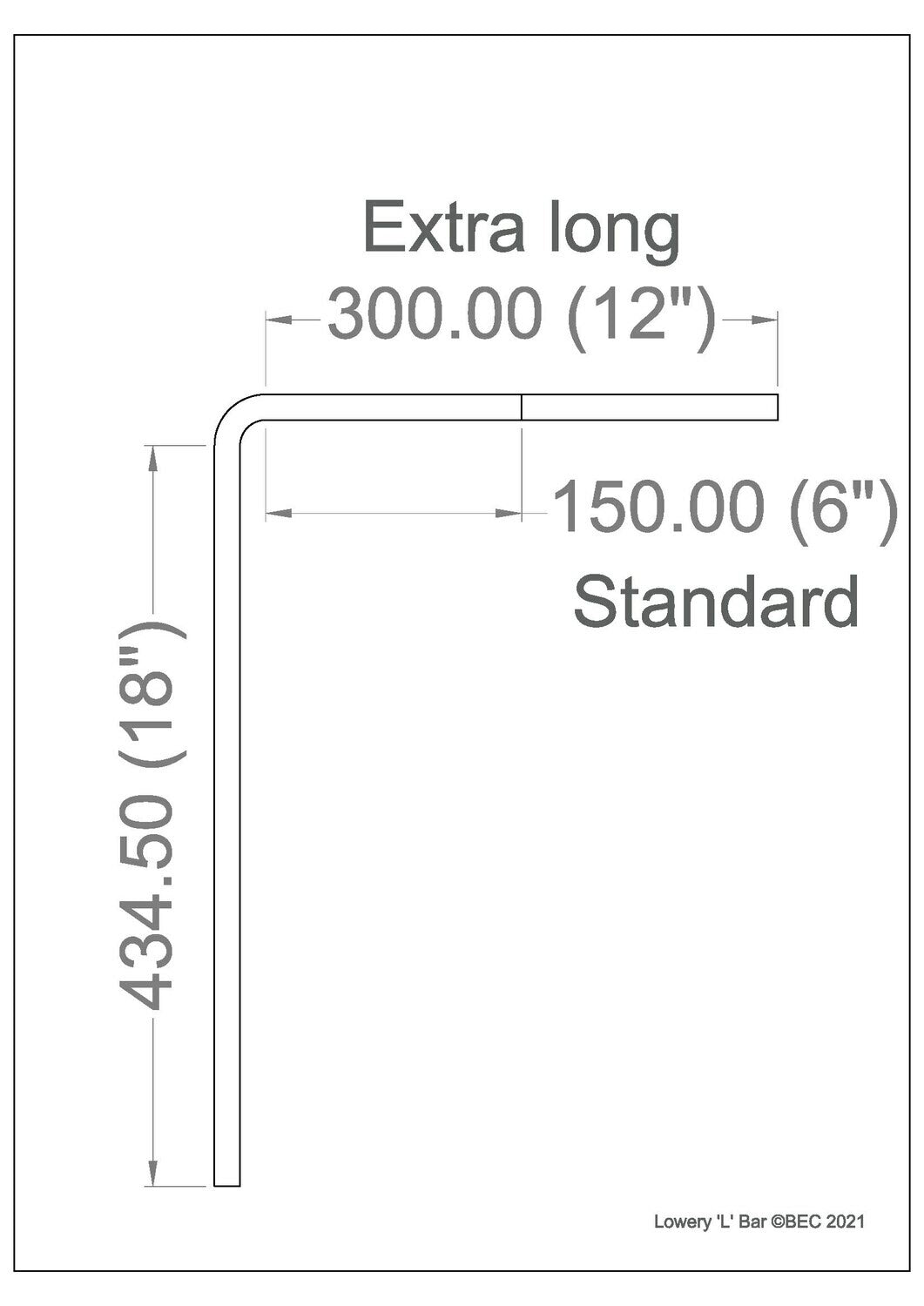 Lowery Extra Long L Bar Silver Grey SG10XL