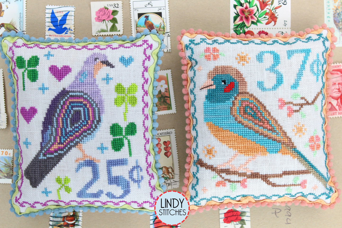 Air Mail MAY #2 Red-Cheeked Cordon-Bleu Cross Stitch Pattern by Lindy Stitches
