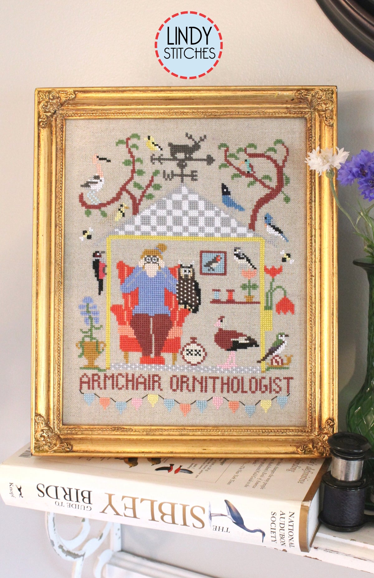 Armchair Ornithologist Cross Stitch Pattern by Lindy Stitches Bird Crush Club