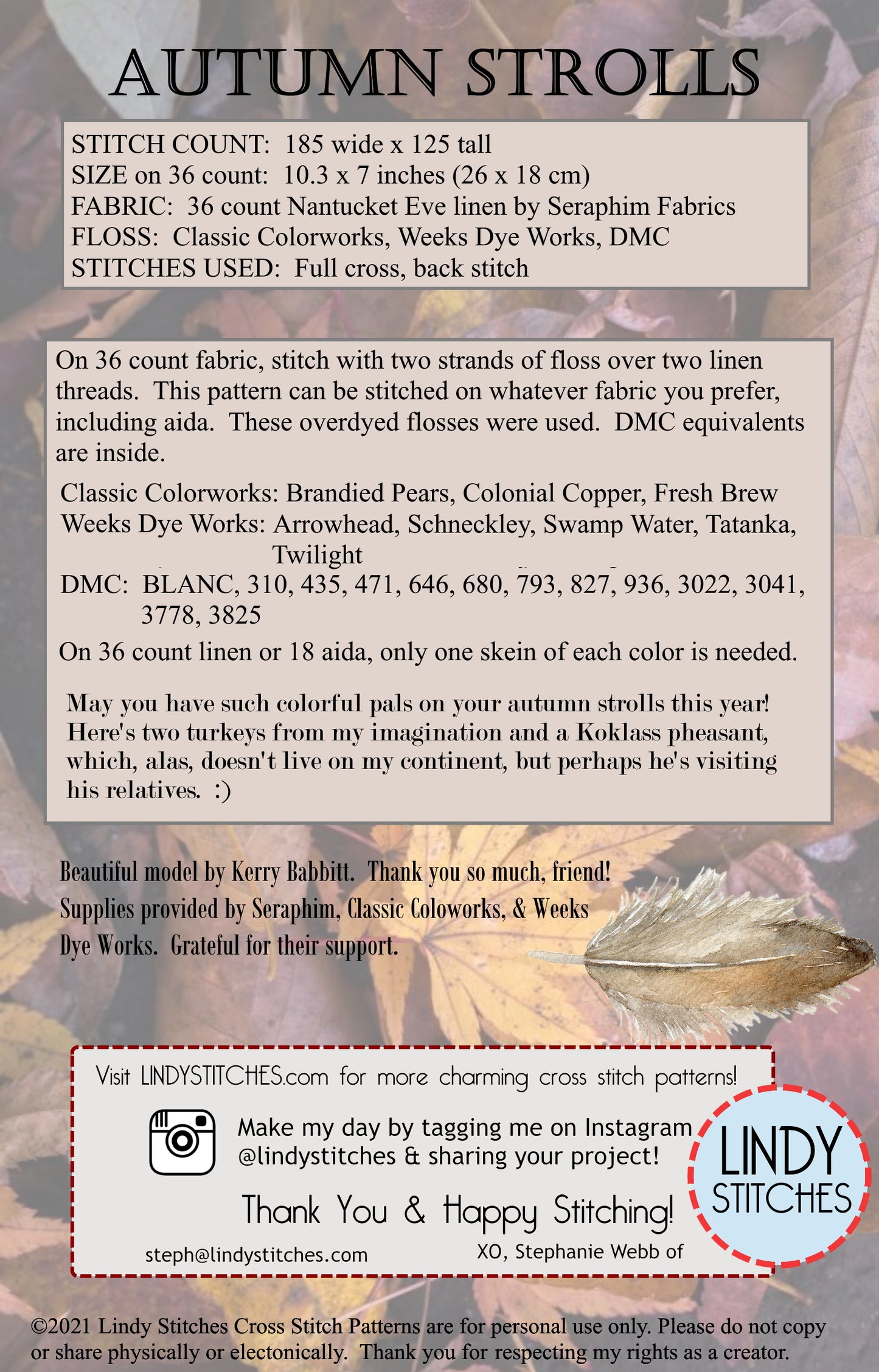 Autumn Strolls Cross Stitch Pattern Lindy Stitches PDF