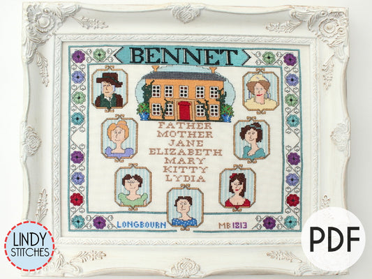 PDF Bennet Family Sampler Lindy Stitches Jane Austen Cross Stitch Pattern