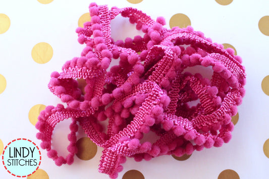 Berry Crush Mini Pom Pom Trim by Lady Dot Creates Hand Dyed 2 Yards Pink Purple