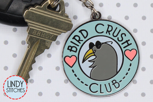 Bird Crush Club 2" Enamel Keychain or Zipper Pull
