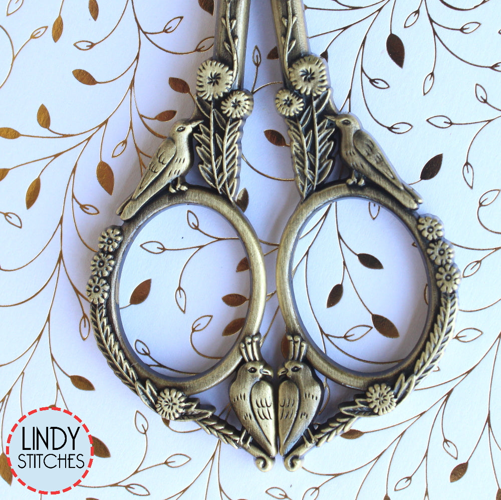 Feathered Friends Embroidery Scissors Antique Gold or Copper