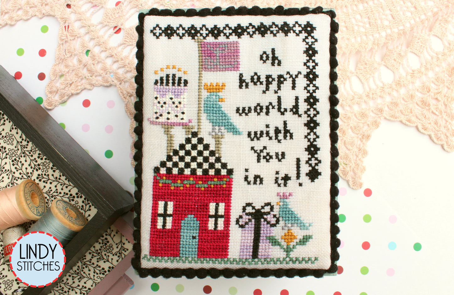 PDF Oh Happy World Cross Stitch Pattern by Lindy Stitches