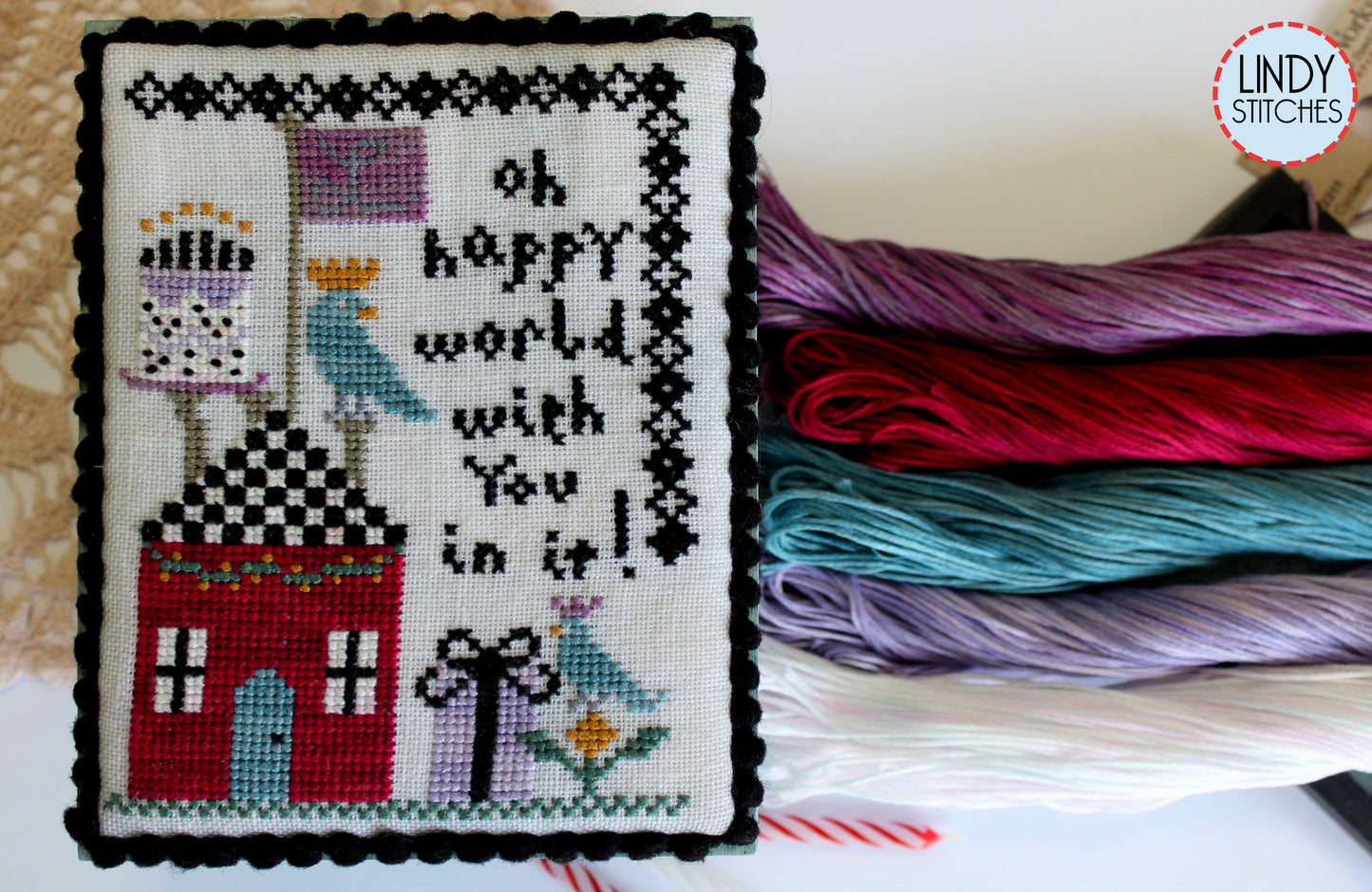 PDF Oh Happy World Cross Stitch Pattern by Lindy Stitches