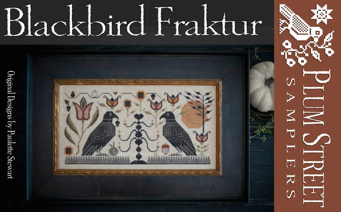 Blackbird Fraktur Cross Stitch Pattern by Plum Street Samplers! PHYSICAL COPY