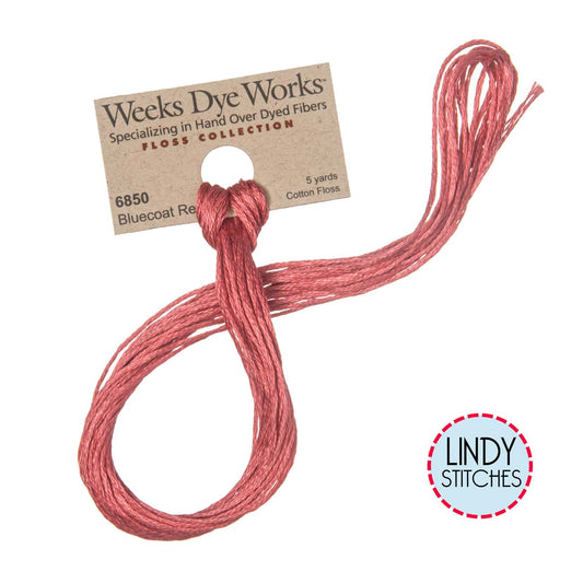 Bluecoat Red Weeks Dye Works Floss Hand Dyed Cotton Skein 6850