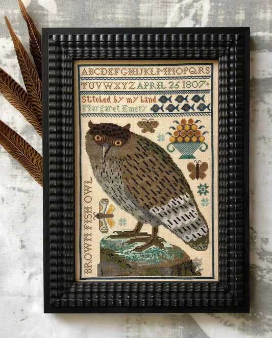 Brown Fish Owl Cross Stitch Pattern Kathy Barrick PHYSICAL copy