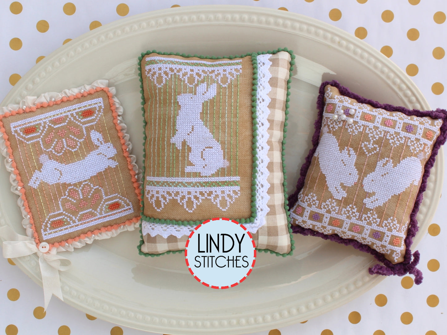 Bunny Lace Trio Cross Stitch Pattern by Lindy Stitches PDF Download