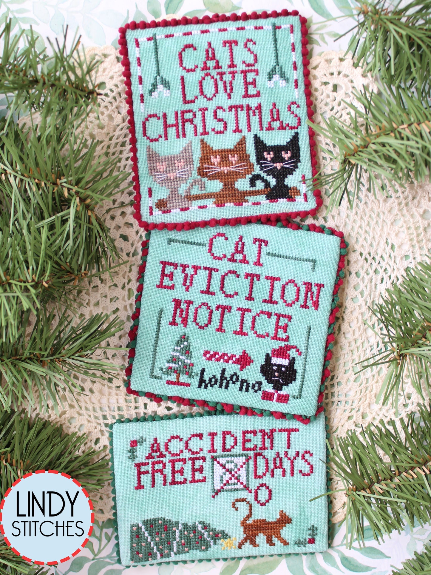 Cats Love Christmas Cross Stitch Pattern by Lindy Stitches