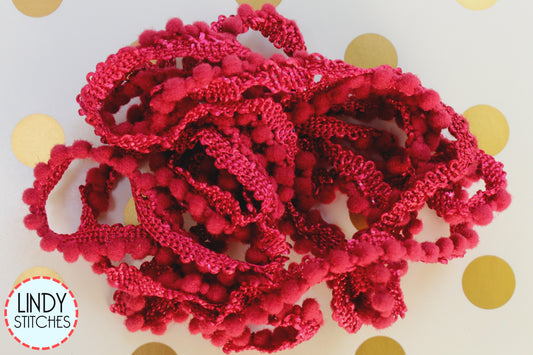 Chianti Mini Pom Pom Trim by Lady Dot Creates Hand Dyed 2 Yards