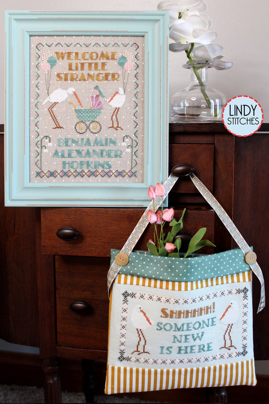 Little Stranger Birth Sampler Set Cross Stitch Patterns by Lindy Stitches Physical Copy