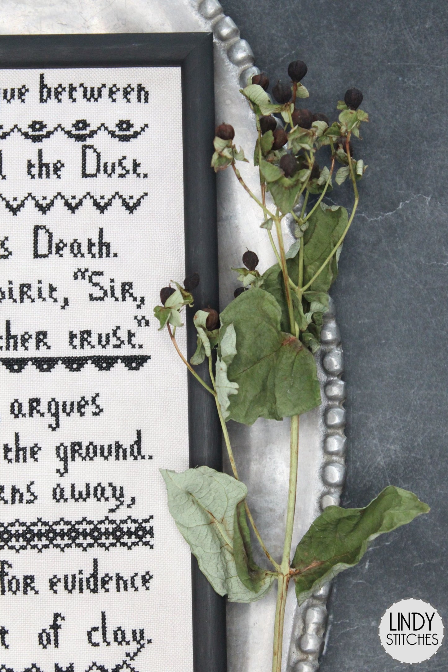 Death is a Dialogue Cross Stitch Pattern Black Band Sampler