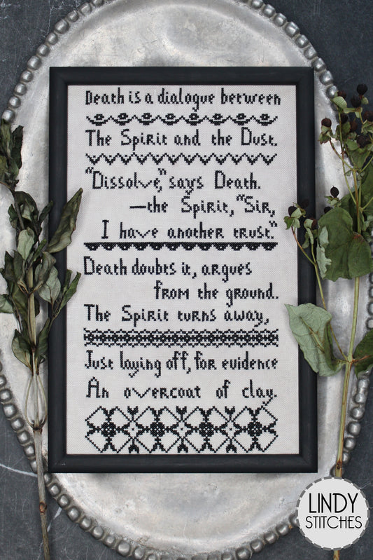 Death is a Dialogue Cross Stitch Pattern Black Band Sampler PDF Pattern