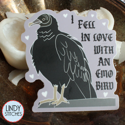 I Fell in Love with an Emo Bird Waterproof Vinyl Sticker