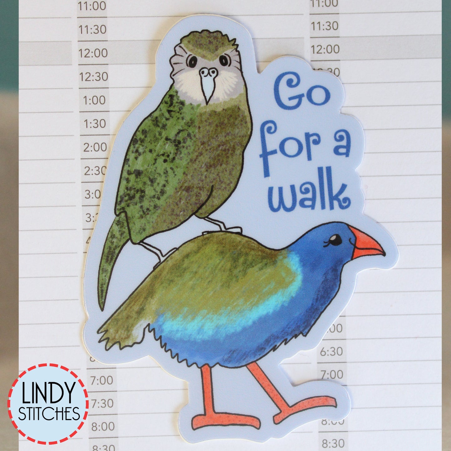Go For A Walk Waterproof Vinyl Sticker Kakapo & Takahe