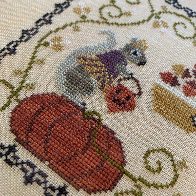 Halloween Squirrel Cross Stitch Pattern by The Blue Flower PHYSICAL copy