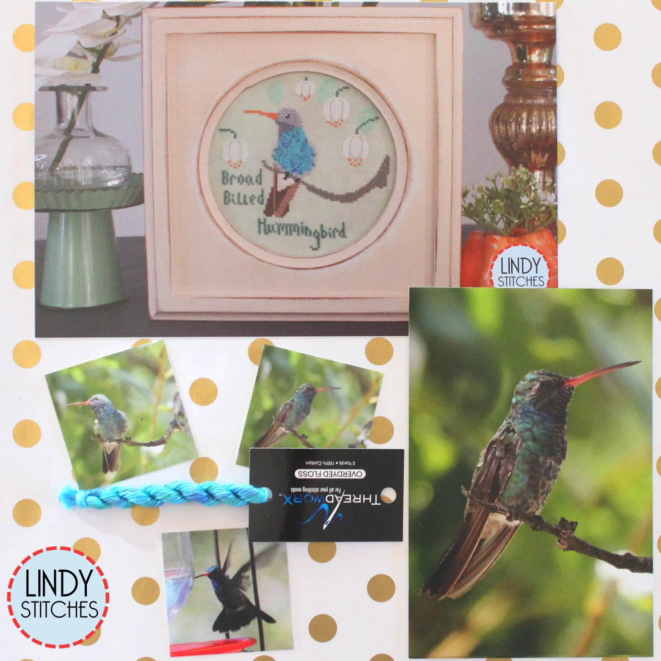 Broad-Billed Hummingbird Bird Crush Club Cross Stitch Pattern #3