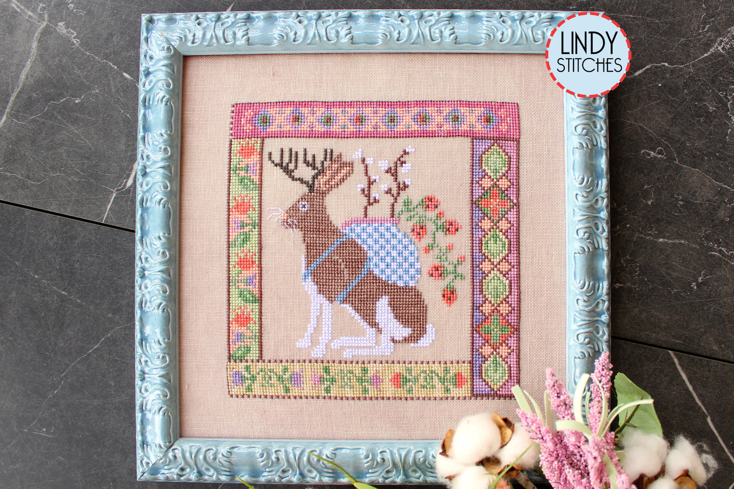 Jackalopian Tapestry Cross Stitch Pattern by Lindy Stitches