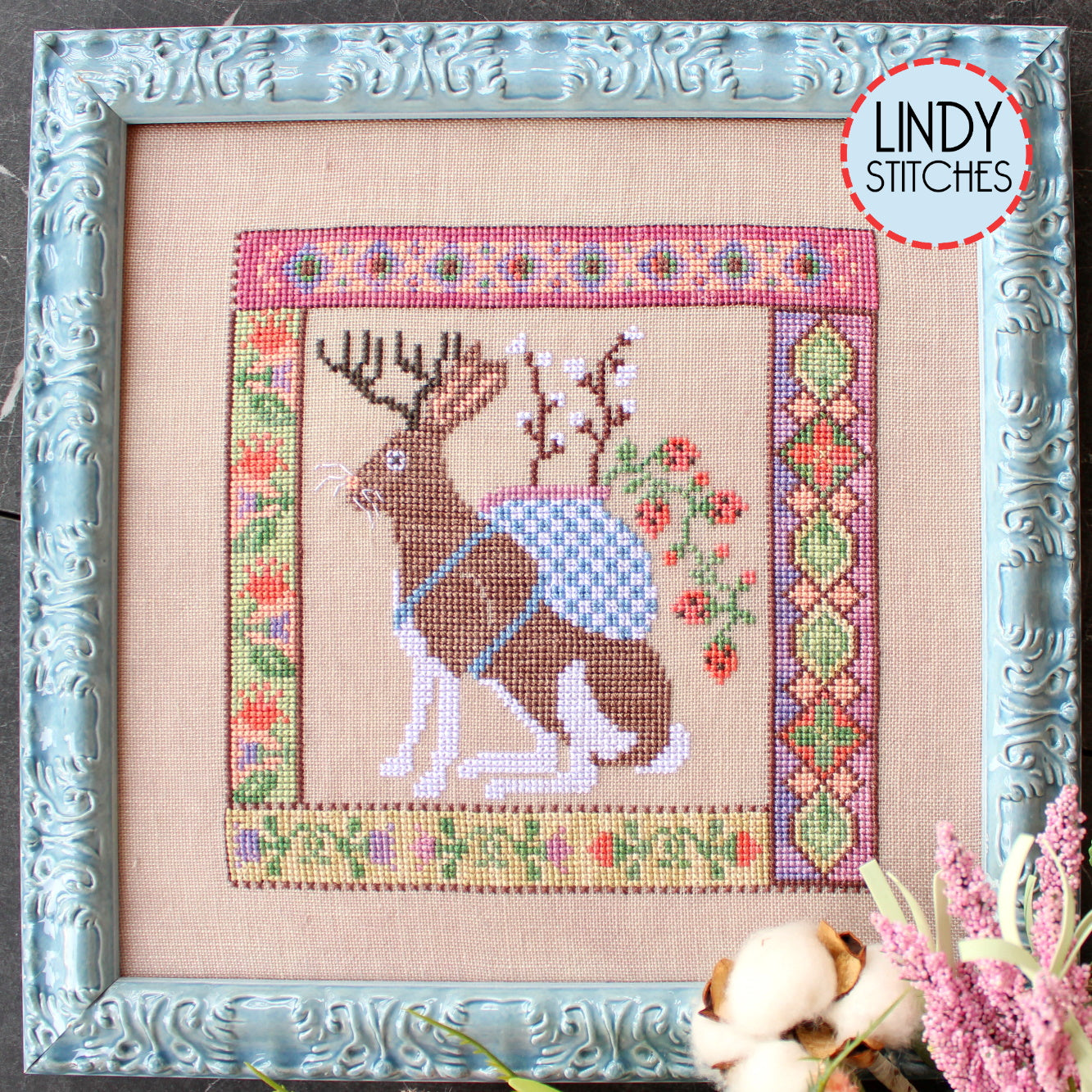 Jackalopian Tapestry Cross Stitch Pattern by Lindy Stitches