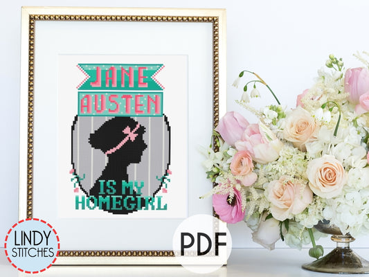 PDF Jane Austen is my Homegirl Cross Stitch Pattern by Lindy Stitches