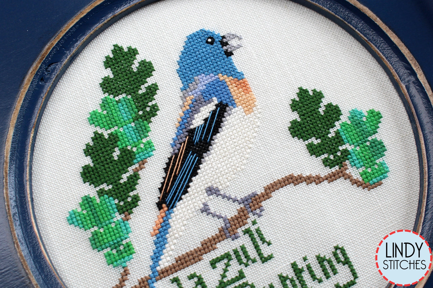 Lazuli Bunting Bird Crush Club Cross Stitch Pattern #5
