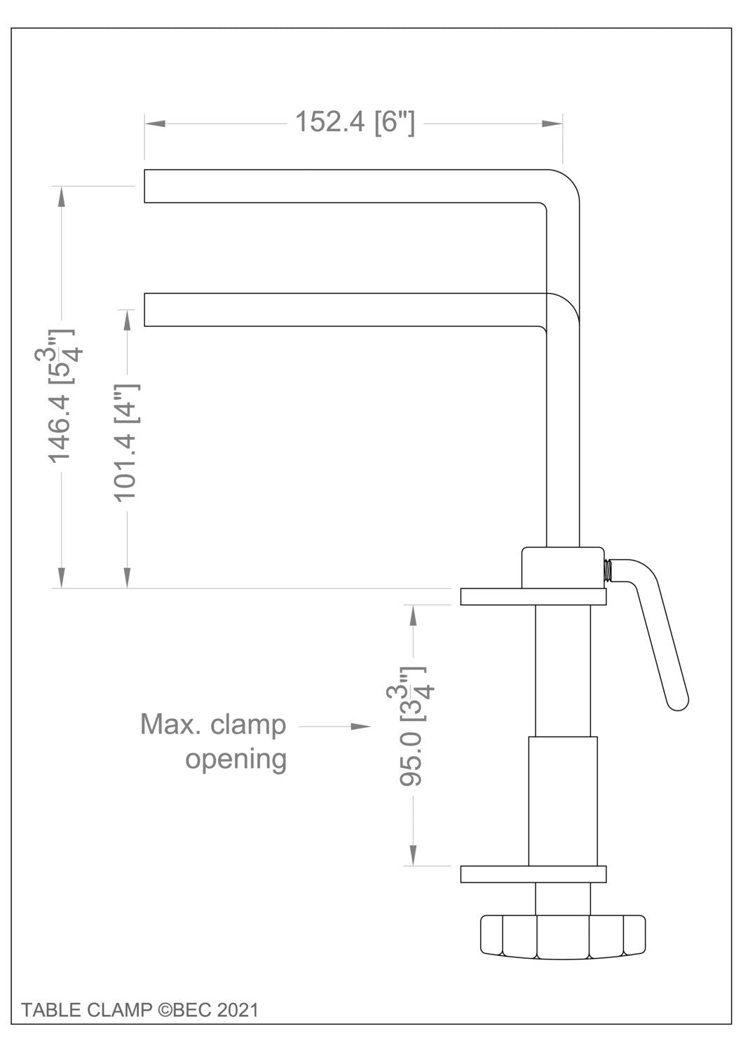 Lowery Table Clamp Kit Silver Grey SG6 (Clamp Head Not Included)