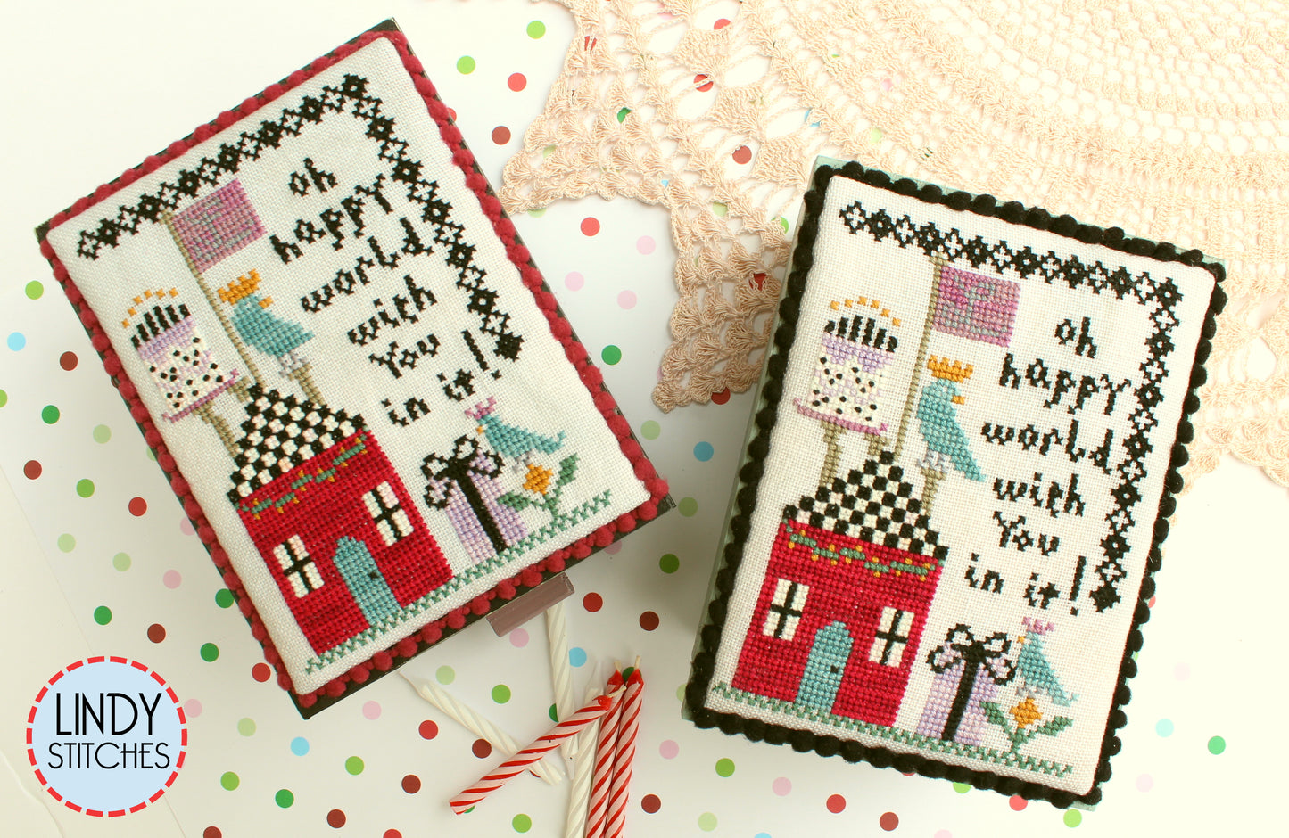 PDF Oh Happy World Cross Stitch Pattern by Lindy Stitches