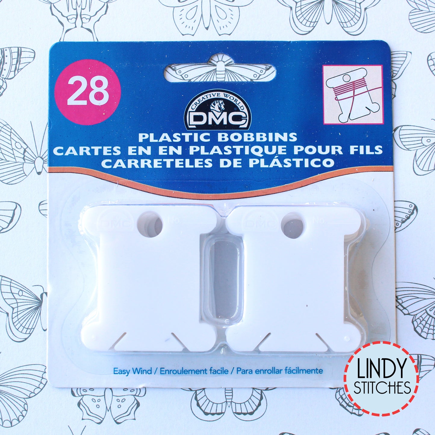 Reuseable Plastic Floss Bobbins with Ring by DMC Set of 28 – Lindy