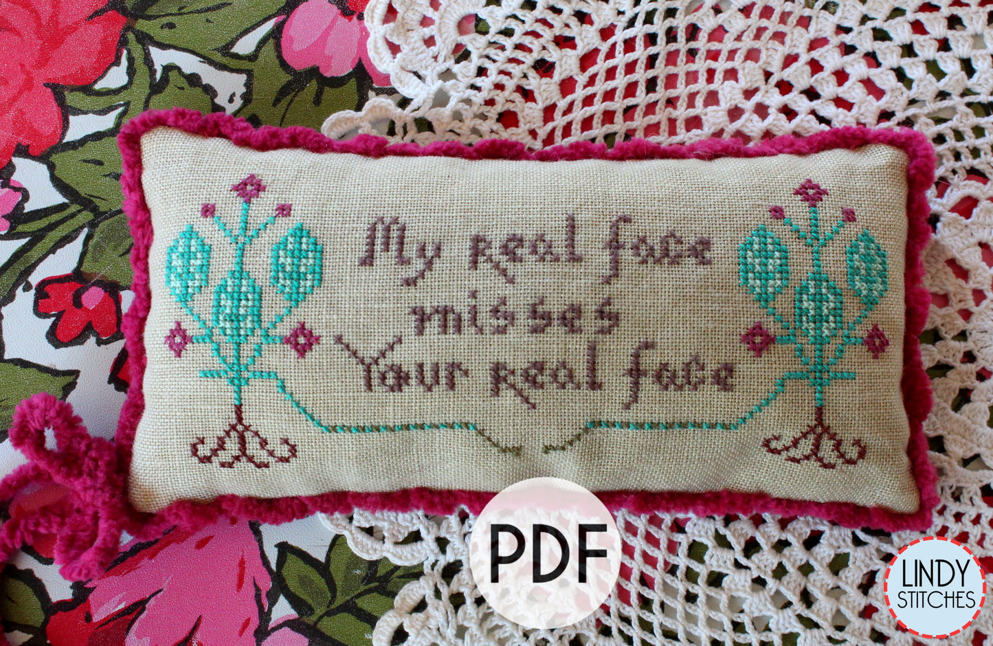 PDF Quarantine Valentine Cross Stitch Pattern by Lindy Stitches