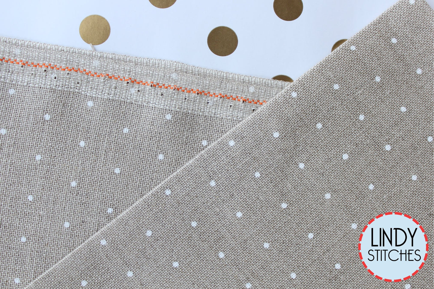 28 ct Raw Linen with White Mini Dots by Zweigart Fat Quarter or Fat Half