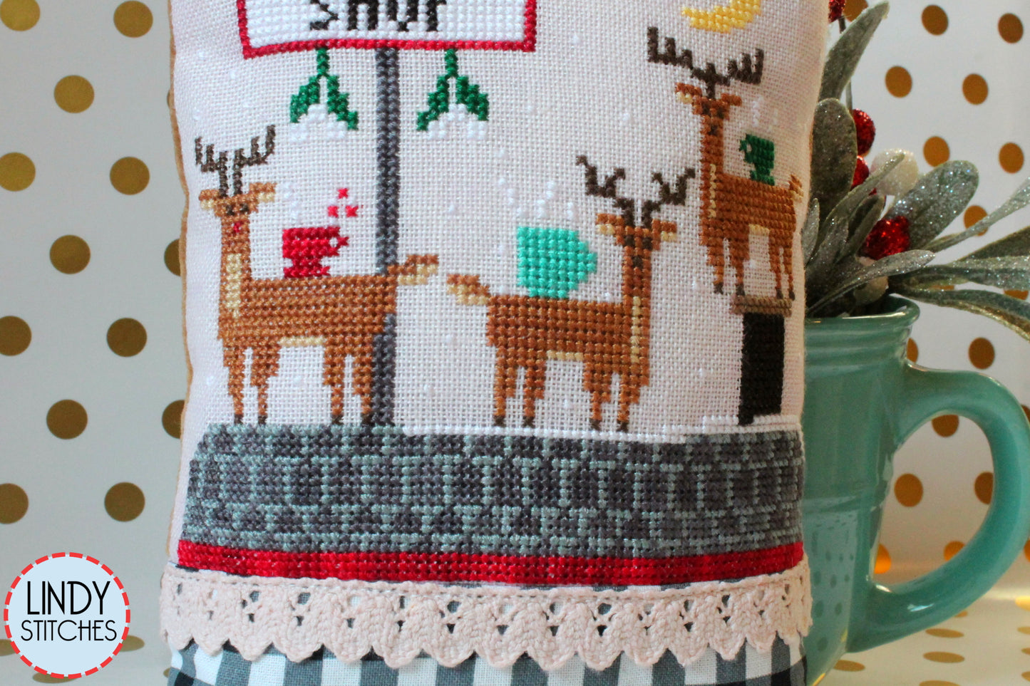 Rooftop Cocoa Shop Cross Stitch Pattern by Lindy Stitches