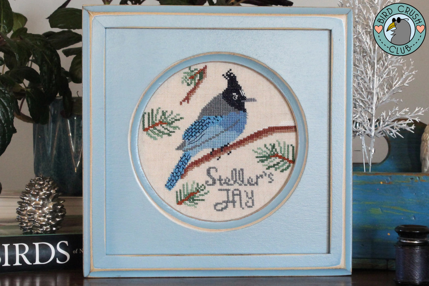 Steller's Jay Bird Crush Club Cross Stitch Pattern #1