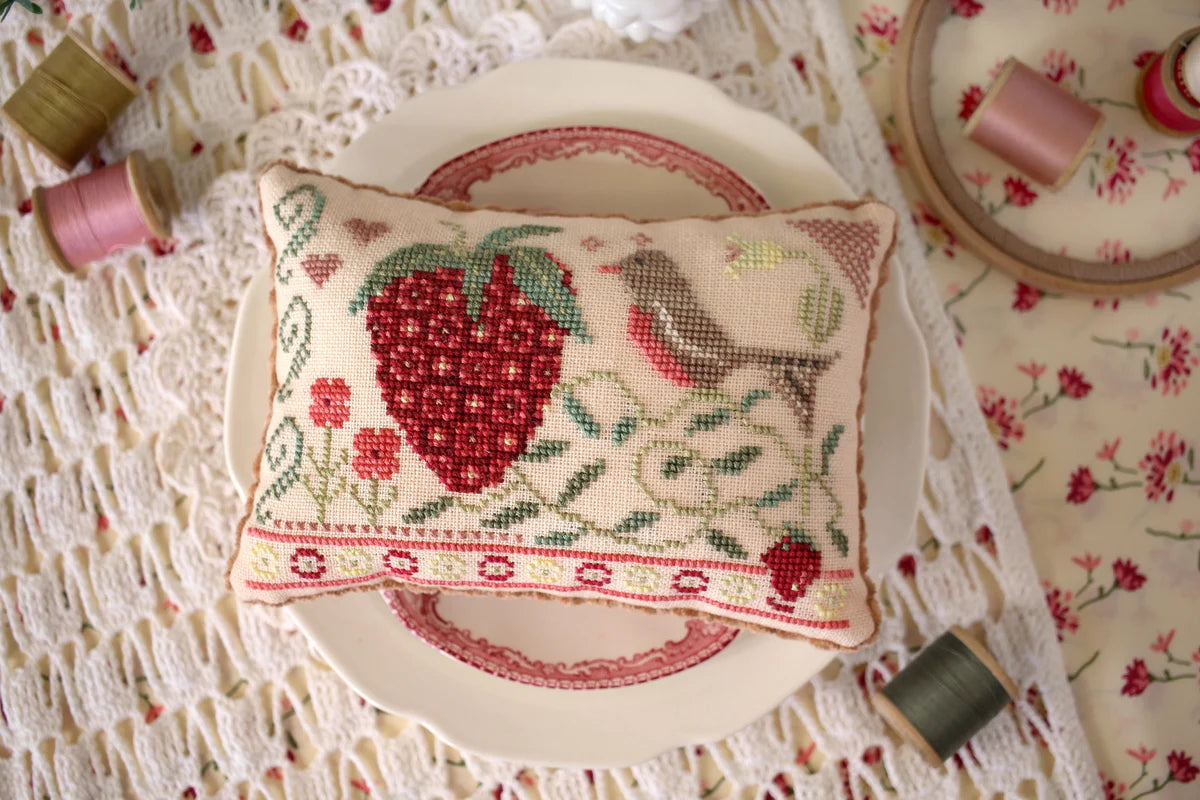 Strawberry Faire Cross Stitch Pattern October House Fiber Arts PHYSICAL copy
