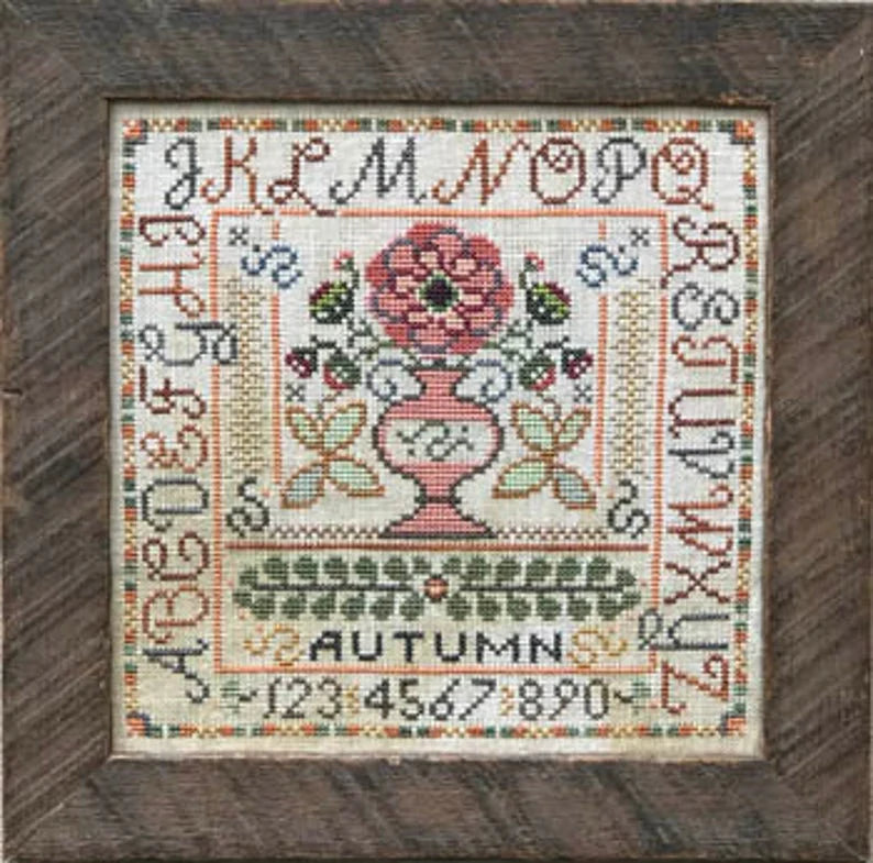 Autumn Seasonal Sampler Cross Stitch Pattern by Tellin Emblem Physical Copy