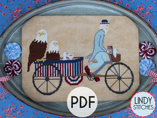 PDF Uncle Sam's Rickshaw Cross Stitch Pattern by Lindy Stitches