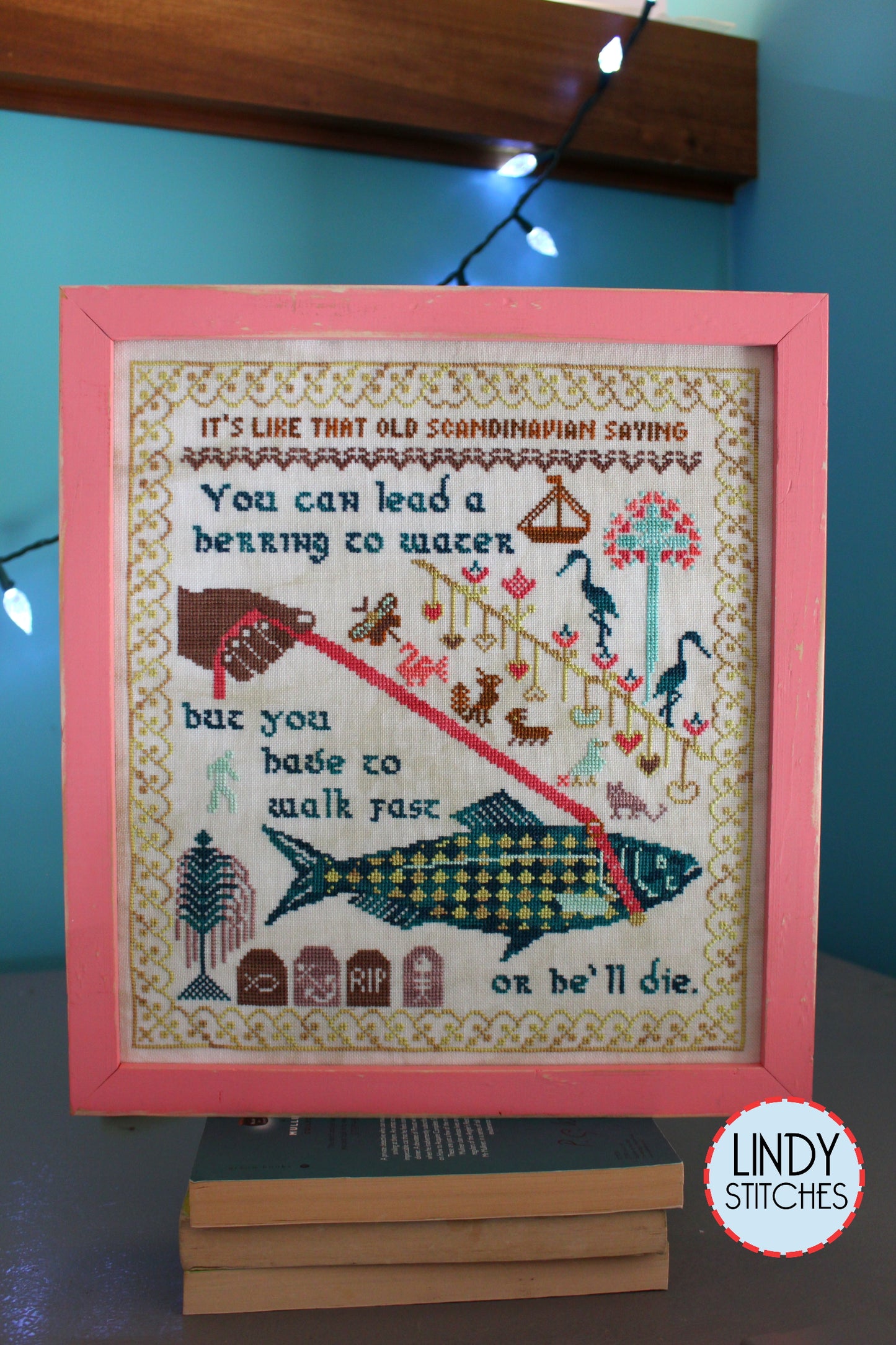 Walk Fast Sampler Golden Girls Rose Cross Stitch Pattern PDF