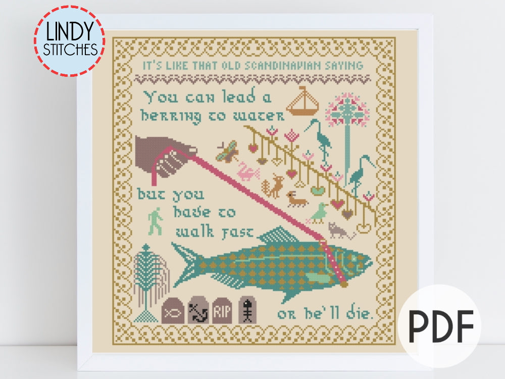 Walk Fast Sampler Golden Girls Rose Cross Stitch Pattern PDF