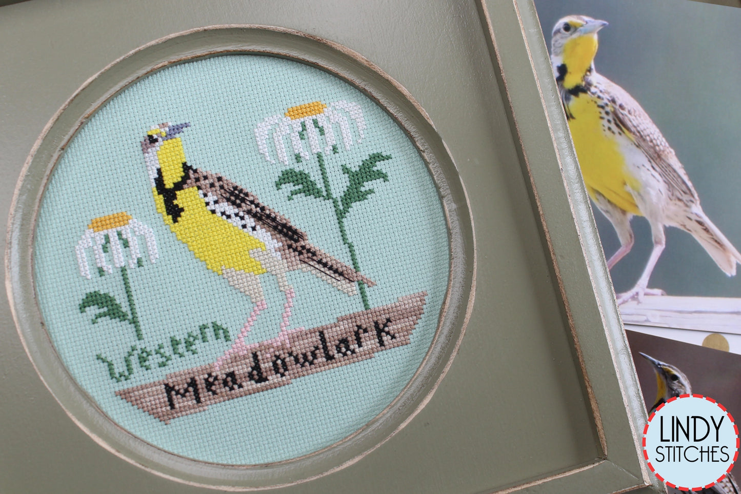 Western Meadowlark Bird Crush Club Cross Stitch Pattern #6