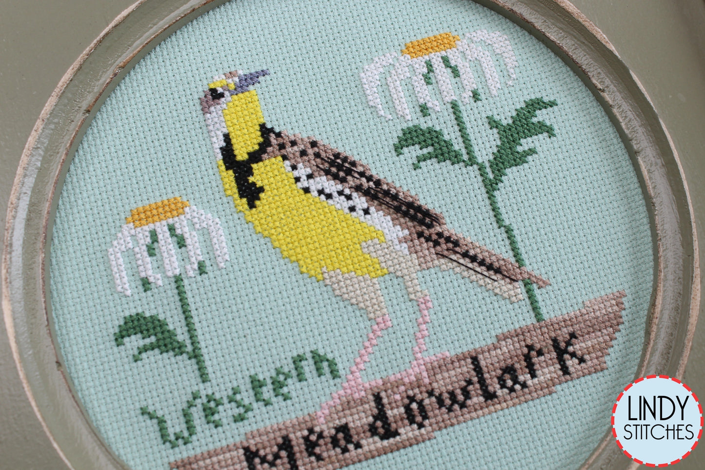 Western Meadowlark Bird Crush Club Cross Stitch Pattern #6