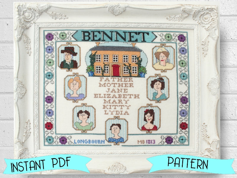 PDF Pride and Prejudice Blessing Cross Stitch Pattern by Lindy Stitches