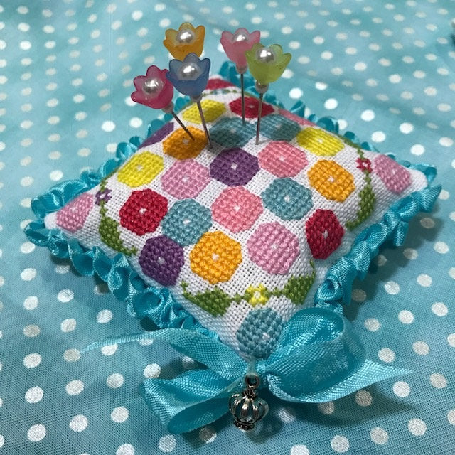 PDF Penelope's Posies Pincushion Cross Stitch Pattern by Lindy Stitches