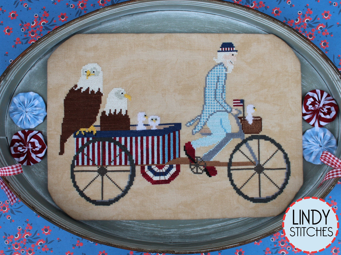 PDF Uncle Sam's Rickshaw Cross Stitch Pattern by Lindy Stitches