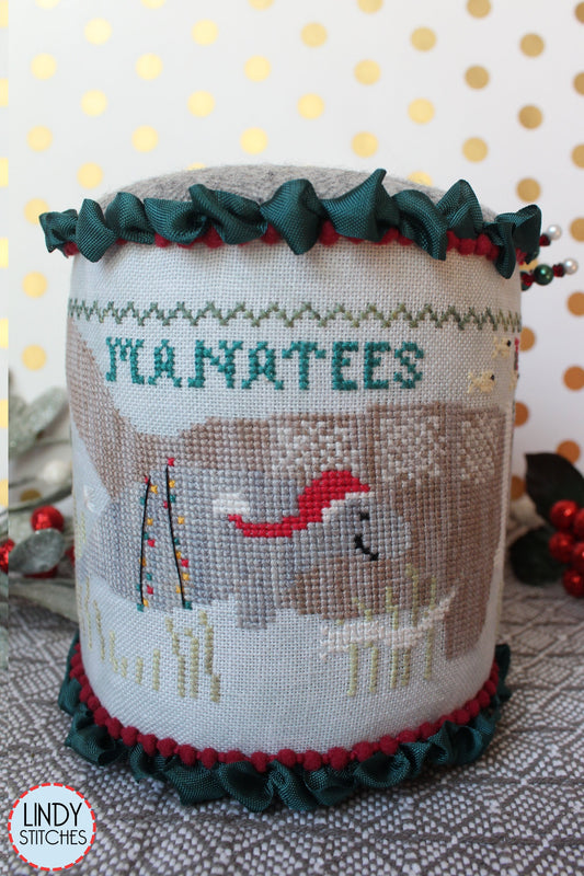 Merry Manatees Cross Stitch Pattern by Lindy Stitches Christmas Drum