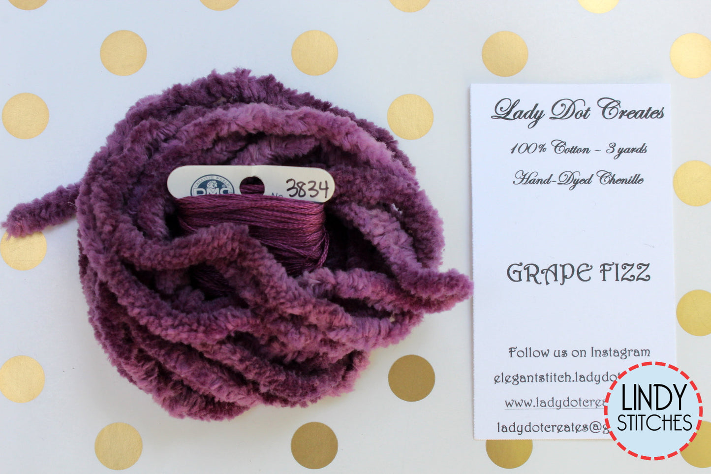 Grape Fizz Chenille Trim Hand Dyed by Lady Dot Creates