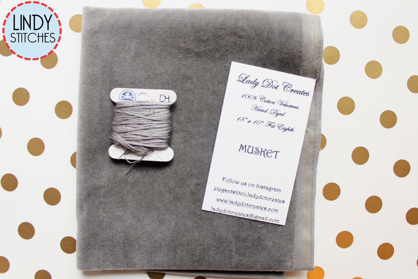 Musket Gray Hand Dyed 100% Cotton Velveteen by Lady Dot Creates