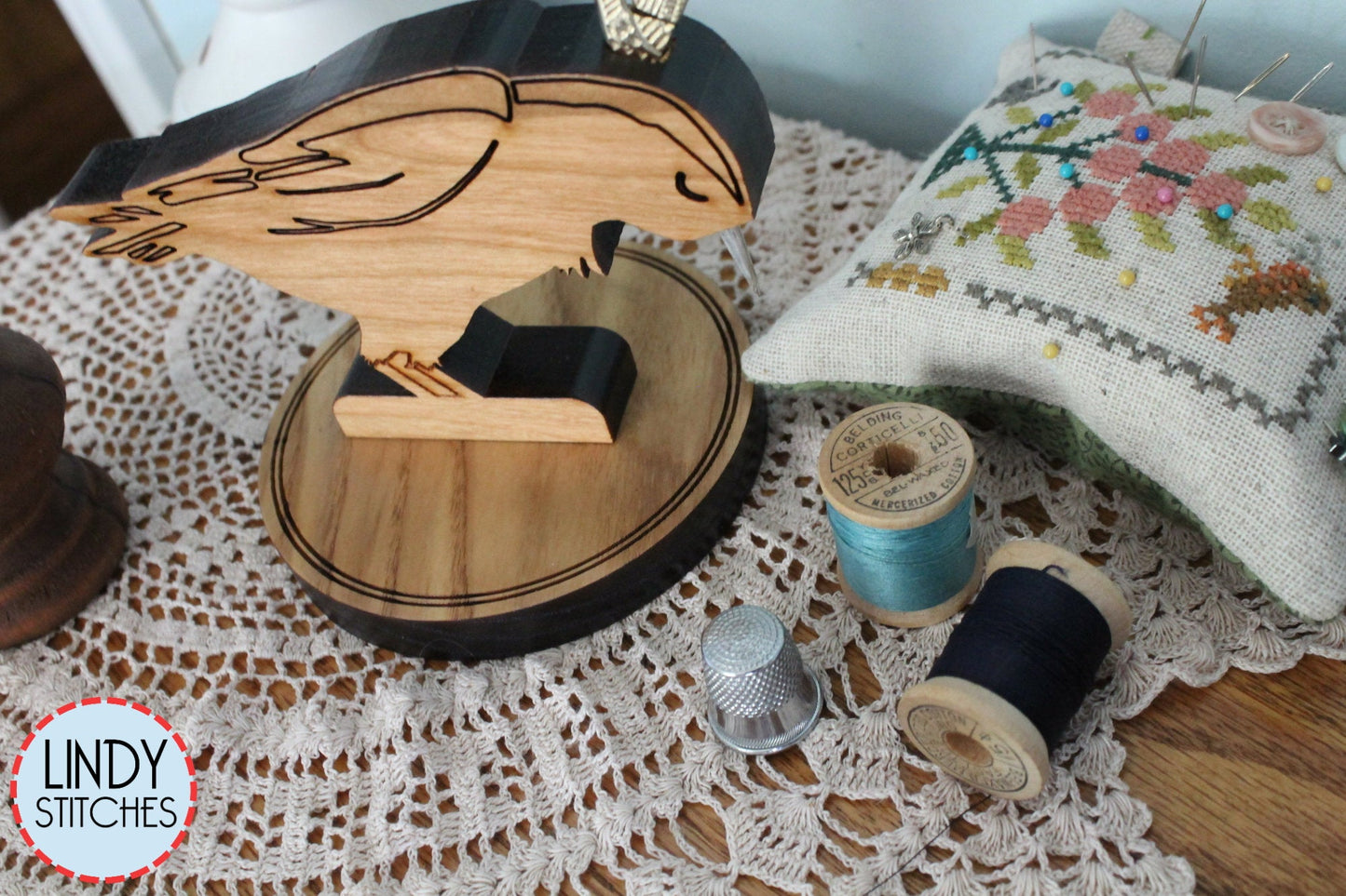LAST BATCH Ragamuffins & Misfits Sale Edgar Scissorbird Wooden Scissor Holder Lindy Stitches